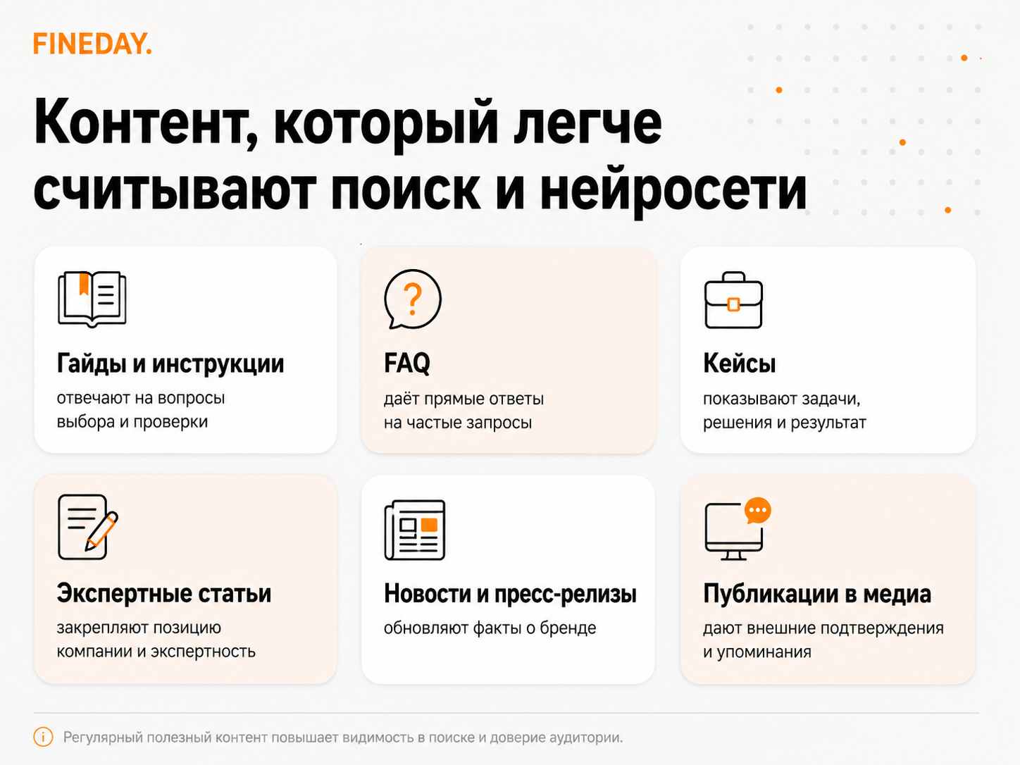 Цель работы с выдачей — увеличить долю актуальных материалов в топ-10 Какие материалы помогают GEO